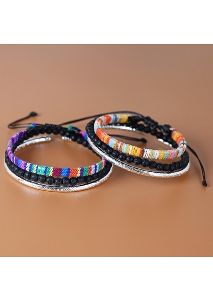 Ayarlanabilir Stil No.2 Şanslı Boho Örgü Pamuk Dostluk Bilezik Çok Katmanlı Dokuma Halat Dize Boncuklu El Yapımı Bilezik Setleri Kadın Erkek Ayarlanabilir (Yurt Dışından) modelleri