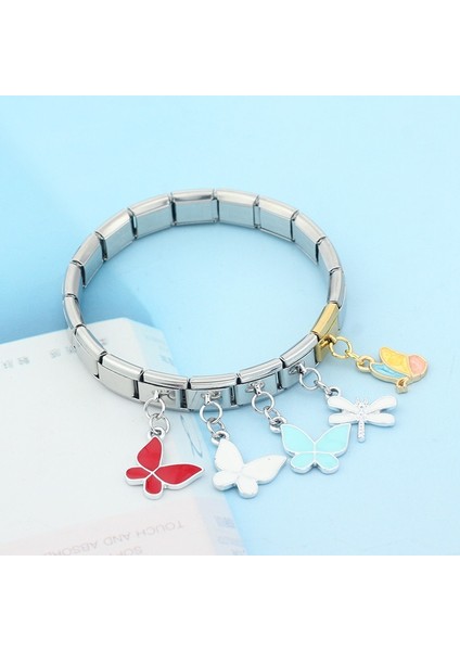 F Ha Moda Renk Sır Kelebek Yusufçuk Italyan Bağlantılar Charm Fit 9mm Bilezik Paslanmaz Çelik Takı Dıy Yapımı DJ430 (Yurt Dışından) indirimleri