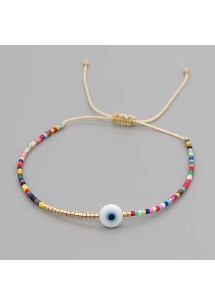 MIB200498A GO2BOHO Nazar Bilezik Kadınlar Için Gökkuşağı Miyuki Minik Tohum Boncuk Renkli Mücevher Dostluk Plaj Takı Bijoux Femme (Yurt Dışından)