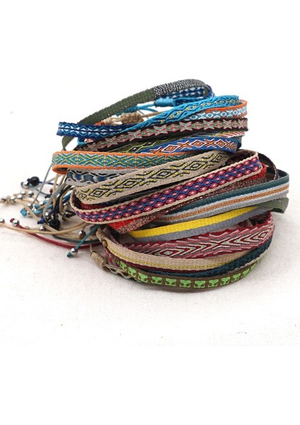 KZ-0082 GO2BOHO Boho Takı Örgülü Bilezik Kadınlar Için El Örgü Bilezikler Bohemian Desen Arkadaşlar Vintage Tekstil Pulseras Mujer (Yurt Dışından)