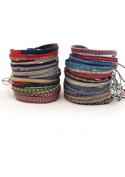 KZ-0082 GO2BOHO Boho Takı Örgülü Bilezik Kadınlar Için El Örgü Bilezikler Bohemian Desen Arkadaşlar Vintage Tekstil Pulseras Mujer (Yurt Dışından)