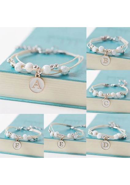 M Boyutu Moda A-Z 26 Ilk Harf Kolye Bilezik Kadın Erkek Tatlı Alfabe Seramik Boncuk Ayarlanabilir Halat Zincir Bilezikler Jewelr (Yurt Dışından) fiyatları