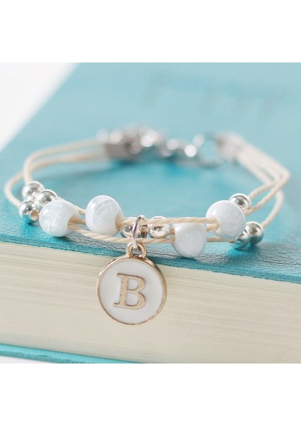 M Boyutu Moda A-Z 26 Ilk Harf Kolye Bilezik Kadın Erkek Tatlı Alfabe Seramik Boncuk Ayarlanabilir Halat Zincir Bilezikler Jewelr (Yurt Dışından) indirimleri