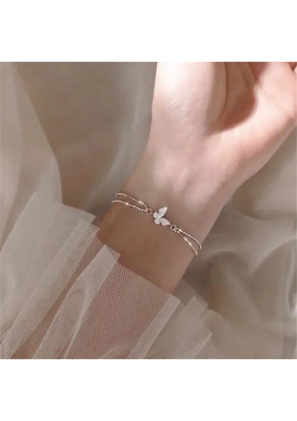 BR20Y0181 Yeni Varış Romantik Kelebek Zincir Bilezik Kadınlar Için Zarif Mizaç Tasarım Manşet Bilezik Dostluk Takı Düğün Hediyesi (Yurt Dışından)