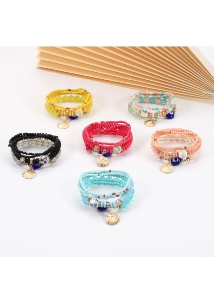 BR22Y0049 Bohemia Çok Katmanlı Elastik Örgü Bilezik Seti Kadınlar Için Kalp Kelebek Nazar Boncuk Kombinasyonu Bilezik Charm Takı Hediyeler (Yurt Dışından) fırsatları