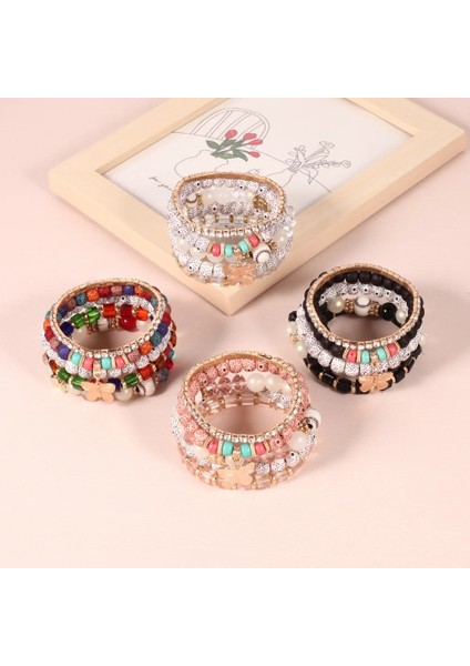 BR22Y0049 Bohemia Çok Katmanlı Elastik Örgü Bilezik Seti Kadınlar Için Kalp Kelebek Nazar Boncuk Kombinasyonu Bilezik Charm Takı Hediyeler (Yurt Dışından) indirimleri