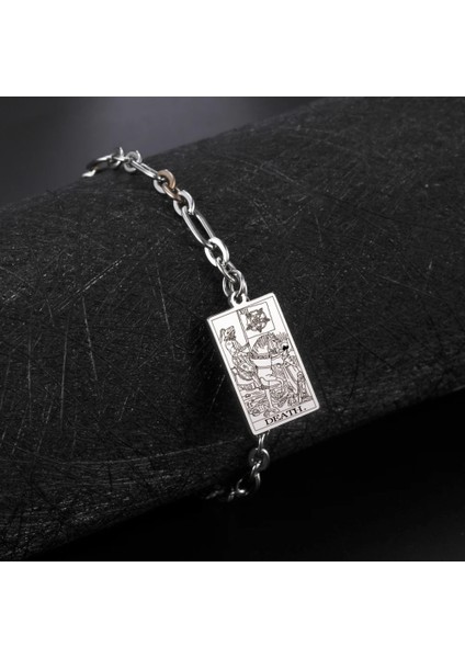 Pembe Tarzı Ölüm Skyrim Binbaşı Arcana Tarot Kartları Bilezikler Kadın Erkek Paslanmaz Çelik Muska Ezoterizm Sihirbaz Tarot Takı Hediyeler (Yurt Dışından)