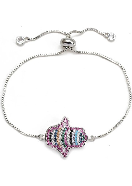 No.39 Boyutu Nazar Fatima Hamsa El Yıldız Charm Bilezik Renkli Zirkon Türk Nazar Bilezik Moda Takı Kadın Kız Erkek Için (Yurt Dışından)