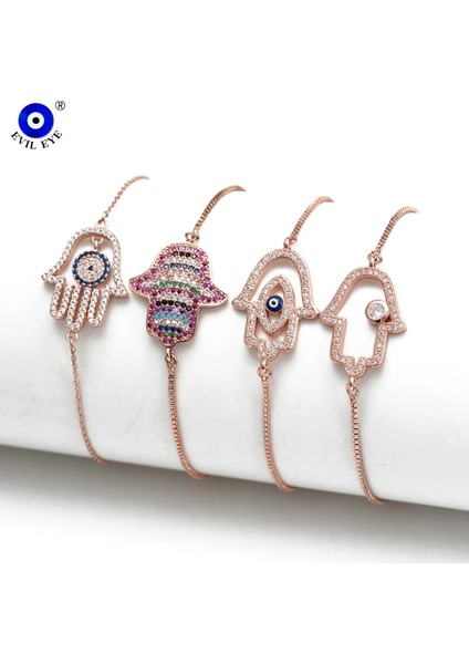 No.39 Boyutu Nazar Fatima Hamsa El Yıldız Charm Bilezik Renkli Zirkon Türk Nazar Bilezik Moda Takı Kadın Kız Erkek Için (Yurt Dışından) fiyatları