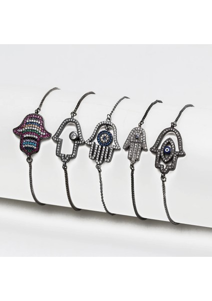 No.39 Boyutu Nazar Fatima Hamsa El Yıldız Charm Bilezik Renkli Zirkon Türk Nazar Bilezik Moda Takı Kadın Kız Erkek Için (Yurt Dışından) indirimleri