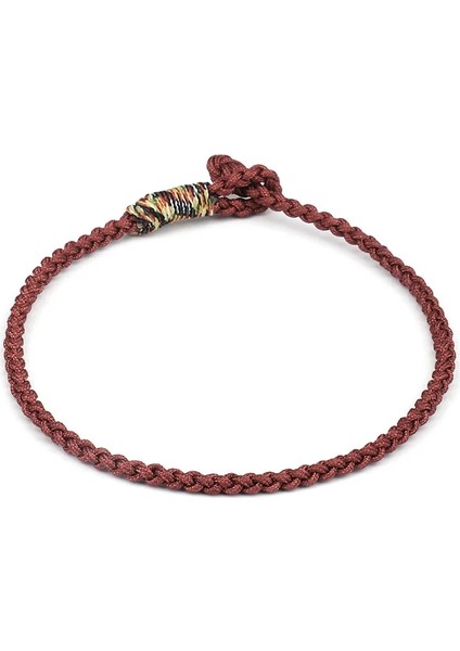 21CM Tarzı Kahverengi Beş Renk El Yapımı Tibet Budist Aşk Şanslı Charm Tibet Konu Bilezik ve Kadın Erkek Düğüm Budda Halat Bilezik (Yurt Dışından)
