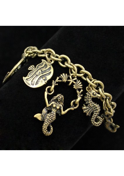 Çapraz Siyah Kadın Mitoloji Peri Masalı Bilezikler Boncuk Charms Denizkızı Denizatı Link Zinciri Kristal Bileklik Kol Bandı Estetik Takı Vintage (Yurt Dışından) fırsatları