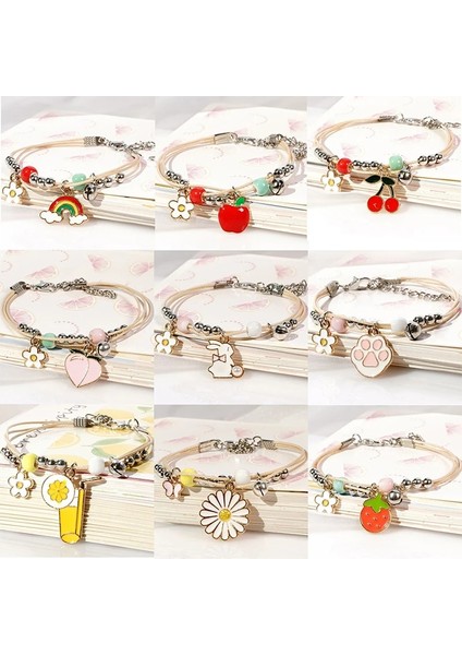 No.3 Boyutu 13 Renk Tatlı Tavşan Pençe Çiçek Çilek Kadınlar Kız Için Bilezikler Hafif Bileklik Ayarlanabilir Çok Katmanlı Takı Hediyeler (Yurt Dışından) fiyatları