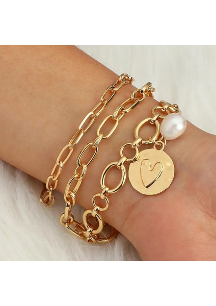 D990221B Flashbuy Trendy Altın Renk Zincir Bilezikler Kadınlar Için Metal Geometrik Zincir Bildirimi Bilezikler Moda Aksesuarları (Yurt Dışından) fırsatları