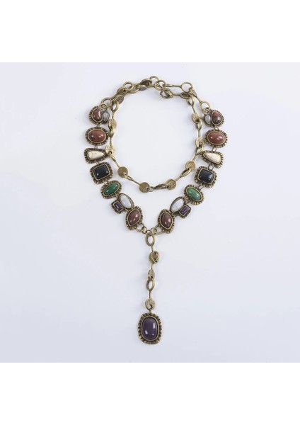 NE000701 2023 Yeni Za Hint Etnik Retro Taş Bilezikler Kadınlar Metal Içi Boş Bağlantılar Charm Bilezik Kadın Boho Bildirimi Bilezikler Takı (Yurt Dışından)