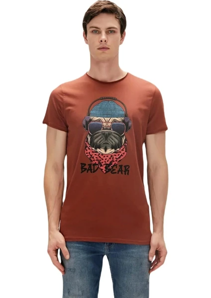 Bad Bear Reckless 0 Yaka Erkek Tshirt - Kahverengi