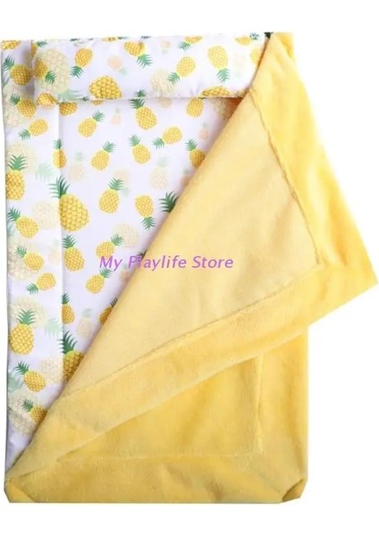 Ananas Tarzı Sürüngen Yatak Kertenkele Yatak Sakallı Ejderha Evcil Hayvanların Uyku Tulumu Küçük Hayvan Şezlong Aksesuarları Nefes Alabilir Flanel Yastık + Battaniye (Yurt Dışından)