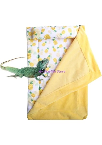 Ananas Tarzı Sürüngen Yatak Kertenkele Yatak Sakallı Ejderha Evcil Hayvanların Uyku Tulumu Küçük Hayvan Şezlong Aksesuarları Nefes Alabilir Flanel Yastık + Battaniye (Yurt Dışından) fiyatları