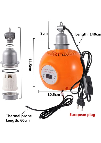 Kırmızı Tarzı 1 Adet Evcil Hayvan Isıtıcı Hayvan Isıtma Lambası Sıcak Işık Lambası Termostat Termostat Isıtıcı Sürüngen Kutusu Isıtma Lambası 220V 150W Kuluçka Makinesi (Yurt Dışından)