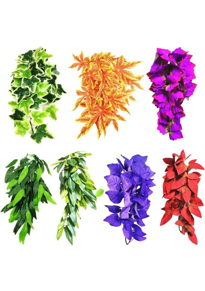 No.4 Stili Sürüngen Bitkiler Asılı Sahte Sarmaşıklar Tırmanma Sürüngen Teraryum Bitki Habitat Dekorasyon Sakallı Dragons Yılan Kertenkele Malzemeleri (Yurt Dışından) fiyatları