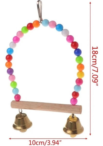 Renkli Stil Küçük ve Orta Boy Papağan Standı Salıncak Ahşap Çubuk Çanlardan ve Renkli Boncuklardan Yapılmış Evcil Hayvan Kuş Oyuncakları Aksesuarları (Yurt Dışından) fırsatları