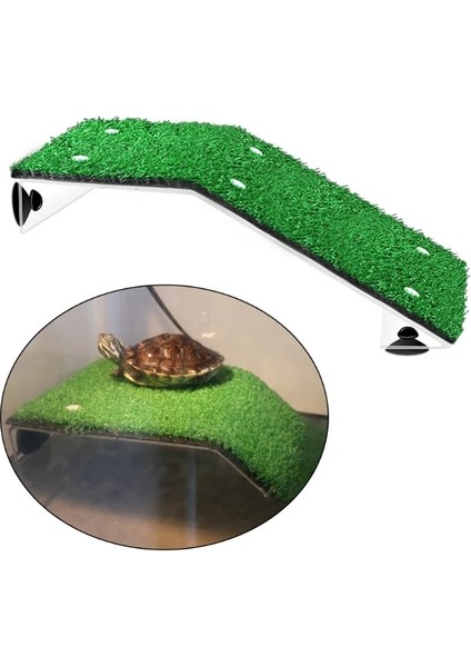 L Tarzı Akvaryum Yüzen Dekor Kaplumbağa Basking Platformu Akrilik Dock Suni Çim Kaplumbağalar Sürüngen Için Tırmanma Adası (Yurt Dışından) fırsatları