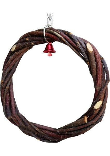 10CM Tarzı Rattan Çember Kuş Oyuncak Asılı Kafes Tırmanma Salıncak Çiğneme Isırık Zil Oyuncak Kuşlar Papağan Oyuncak Amerika Papağanı Ayakta Tünemiş Elma Şubesi Örgü (Yurt Dışından)