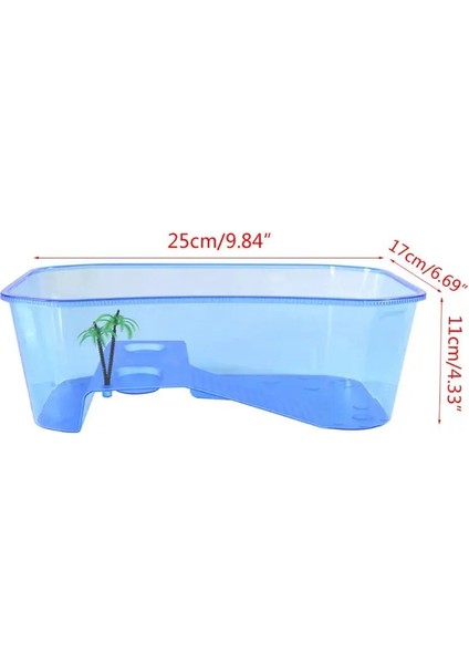 Siyah Stil Sürüngen Vivaryum Kutusu Kaplumbağa Kaplumbağa ile Basking Rampa Tankı Yetiştiriciliği Gıda Aracı Besleme Kutusu ile Basking Platformu Ev Akvaryum (Yurt Dışından)