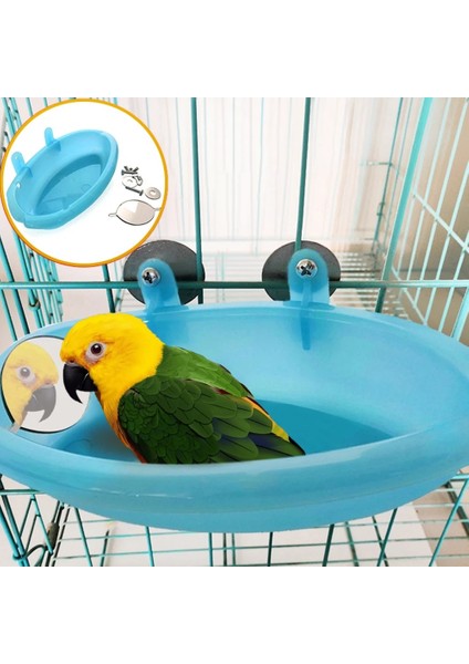Mavi Stil Papağan Küvet Ayna ile Kuş Kafesi Aksesuarları Ayna Banyo Duş Kutusu Küçük Papağan Kafesi Evcil Hayvan Oyuncakları Jouet Perroquet (Yurt Dışından)