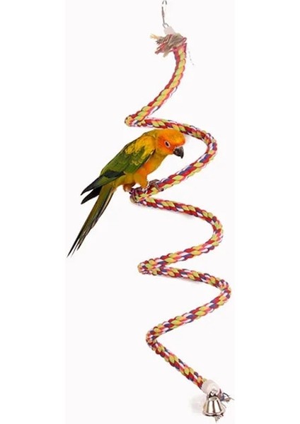 50CM Tarzı Kuş Levrek Oyuncak Spiral Pamuk Halat Çiğneme Çubuğu Papağan Salıncak Tırmanma Ayakta Oyuncaklar Çan ile Pet Kuş Malzemeleri (Yurt Dışından) fiyatları