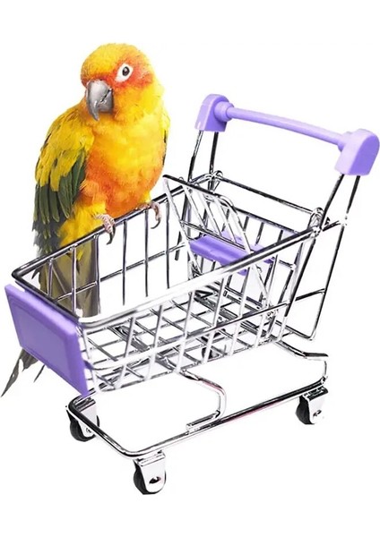 F Tarzı Paspas Arabası Alaşım Kuş Alışveriş Sepeti Mini Süpermarket Alışveriş Sepeti Arabası Kuş Oyuncakları Papağan Hamster Küçük Evcil Hayvan Malzemeleri (Yurt Dışından)
