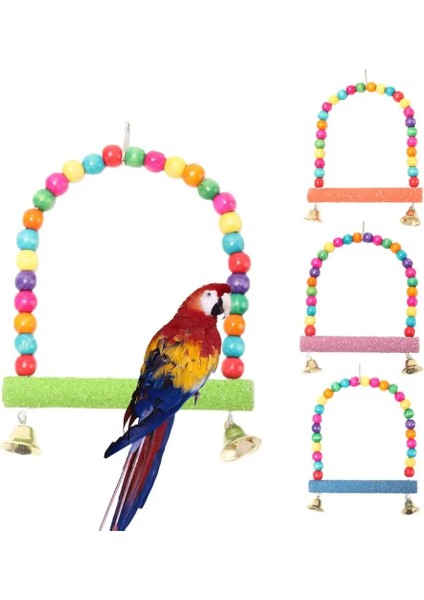 Pembe Tarzı Doğal Ahşap Papağanlar Salıncak Oyuncak Taşlama Pençesi Güçlü Sertlik Standı Malzemeleri Parakeet Kuşlar Levrek Asılı Salıncak Kafesi ile (Yurt Dışından)