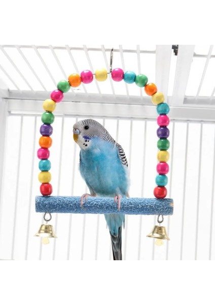 Pembe Tarzı Doğal Ahşap Papağanlar Salıncak Oyuncak Taşlama Pençesi Güçlü Sertlik Standı Malzemeleri Parakeet Kuşlar Levrek Asılı Salıncak Kafesi ile (Yurt Dışından)