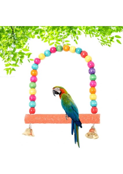 Pembe Tarzı Doğal Ahşap Papağanlar Salıncak Oyuncak Taşlama Pençesi Güçlü Sertlik Standı Malzemeleri Parakeet Kuşlar Levrek Asılı Salıncak Kafesi ile (Yurt Dışından)