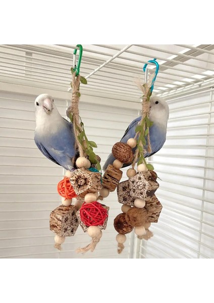 Fındık Stili Renkli Ahşap Asılı Kuş Çiğneme Oyuncakları Rattan Topu Ahşap Boncuk Kuşlar Kafes Aksesuarları Sıkıntıyı Gidermek Için Kuş Aksesuarları (Yurt Dışından) fırsatları