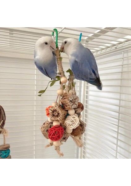 Fındık Stili Renkli Ahşap Asılı Kuş Çiğneme Oyuncakları Rattan Topu Ahşap Boncuk Kuşlar Kafes Aksesuarları Sıkıntıyı Gidermek Için Kuş Aksesuarları (Yurt Dışından) indirimleri