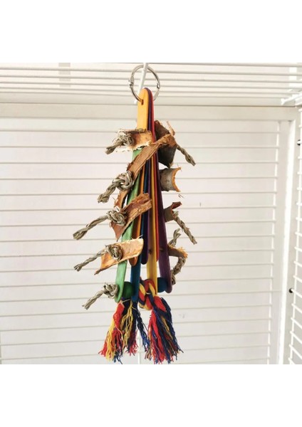 Bir Stil Kuş Çiğneme Oyuncak Doğal Ahşap Diş Taşlama Toplayıcı Topu Asılı Oyuncak Papağan Isırığı Oyuncak Cockatiel Amerika Papağanı Parakeets Conures (Yurt Dışından) fırsatları