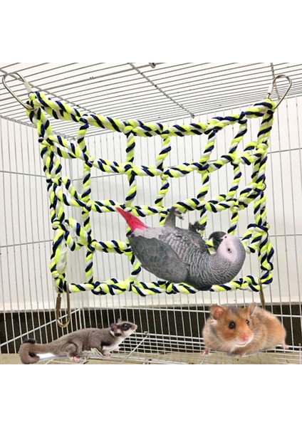 Renkli Pamuk Halat Örgü Tırmanma Ağı Zeka Metal Kanca Kuş Hamak Oyuncak Papağan Hamster Sincap (Yurt Dışından)