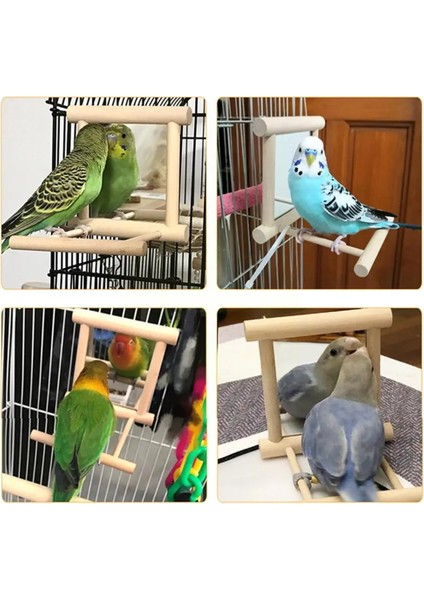 Bir Stil Kuş Ayna Ahşap Interaktif Oyun Oyuncak Egzersiz Tırmanma Papağan Conure Küçük Muhabbet Kuşları Kafes Aksesuarları Parakeet Cockat T7I9 (Yurt Dışından) modelleri