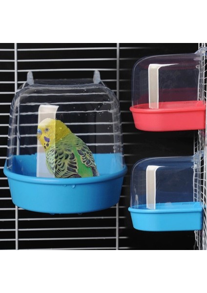 Pembe Tarzı Lastic Kuş Su Banyosu Kutusu Küvet Duş Kutusu Kasa Papağan Parakeet Fet Kafesi Asılı Kase Kuş Banyosu Kuş Malzemeleri (Yurt Dışından) indirimleri