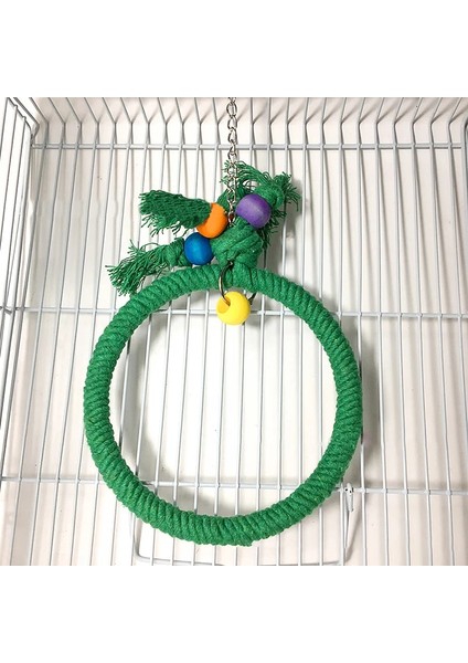YEŞIL-20CM Tarzı Pet Papağan Kuşlar Kafes Oyuncak Pamuk Halat Daire Halka Standı Çiğneme Bite Asılı Salıncak Tırmanma Oyun Oyuncakları Cockatiel Parakeet (Yurt Dışından)