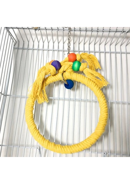 YEŞIL-20CM Tarzı Pet Papağan Kuşlar Kafes Oyuncak Pamuk Halat Daire Halka Standı Çiğneme Bite Asılı Salıncak Tırmanma Oyun Oyuncakları Cockatiel Parakeet (Yurt Dışından) modelleri