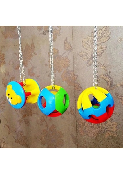 No.1 Stili 1 Adet Renkli Sevimli Evcil Hayvan Kuş Plastik Çiğneme Topu Zincir Kafes Oyuncak Papağan Cockatiel Parakeet Papağan Ayakta Kolye Çan Swin (Yurt Dışından)