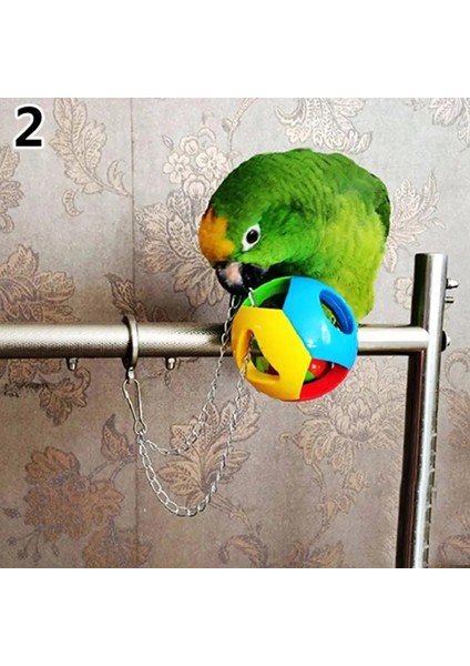 No.1 Stili 1 Adet Renkli Sevimli Evcil Hayvan Kuş Plastik Çiğneme Topu Zincir Kafes Oyuncak Papağan Cockatiel Parakeet Papağan Ayakta Kolye Çan Swin (Yurt Dışından)