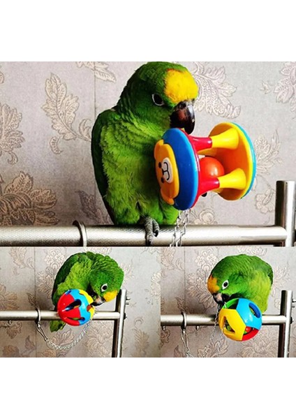 No.1 Stili 1 Adet Renkli Sevimli Evcil Hayvan Kuş Plastik Çiğneme Topu Zincir Kafes Oyuncak Papağan Cockatiel Parakeet Papağan Ayakta Kolye Çan Swin (Yurt Dışından)