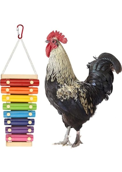 Kuş Papağan Istihbarat Oyuncağı Halat Asılı Tavuk Ksilofon Oyuncak Tavuklar Için Askıya Alınabilir Ahşap Çiğneme Gagalama Oyuncak 8 Gagalama Tuşları ile (Yurt Dışından)