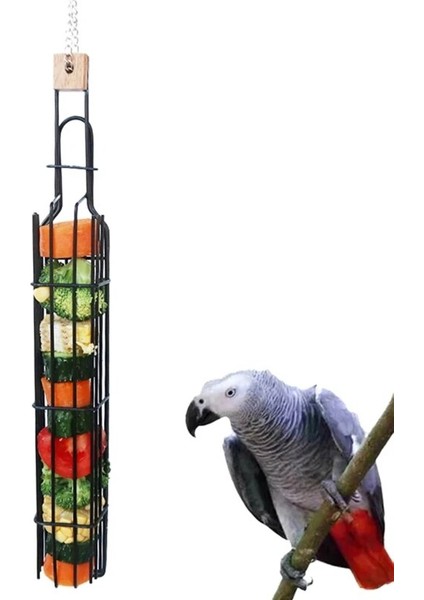 Papağan Su Meyve Sepeti Kuşlar Meyve Sebze Rafı Gıda Kolye Parakeet Metal Besleme Cihazı Kuşlar Kafesi Besleyici (Yurt Dışından)