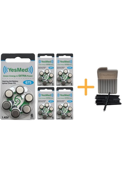 Extra Power 675 Numara Işitme Cihazı Pili 5 Paket x 6 Adet 30 Adet Pil + Yesmed Waxstop Filtre