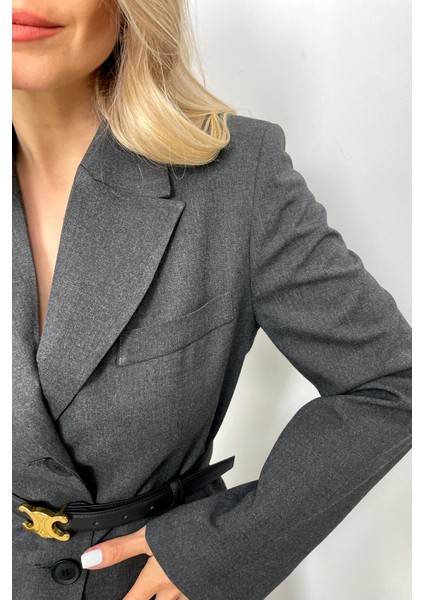 Antrasit Vatkalı Düğmeli Astarlı Blazer Ceket fırsatları