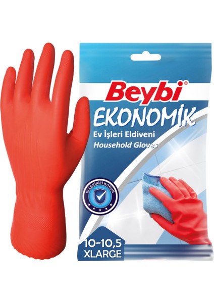 Ekonomik Ev İşleri Ve Bulaşık Eldiveni - 5 Çift X Large 10 - 10,5